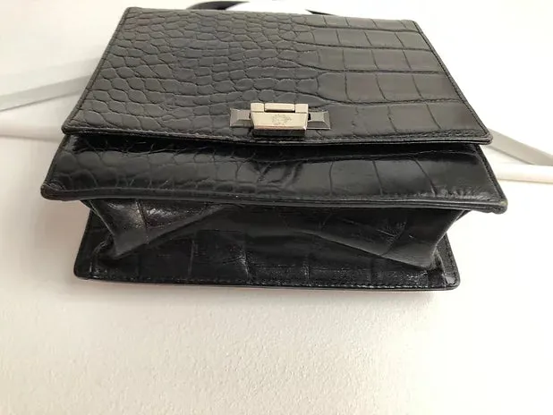 1980s GIANNI VERSACE CROCODILE PRINT LEATHER TOTE MINI BAG