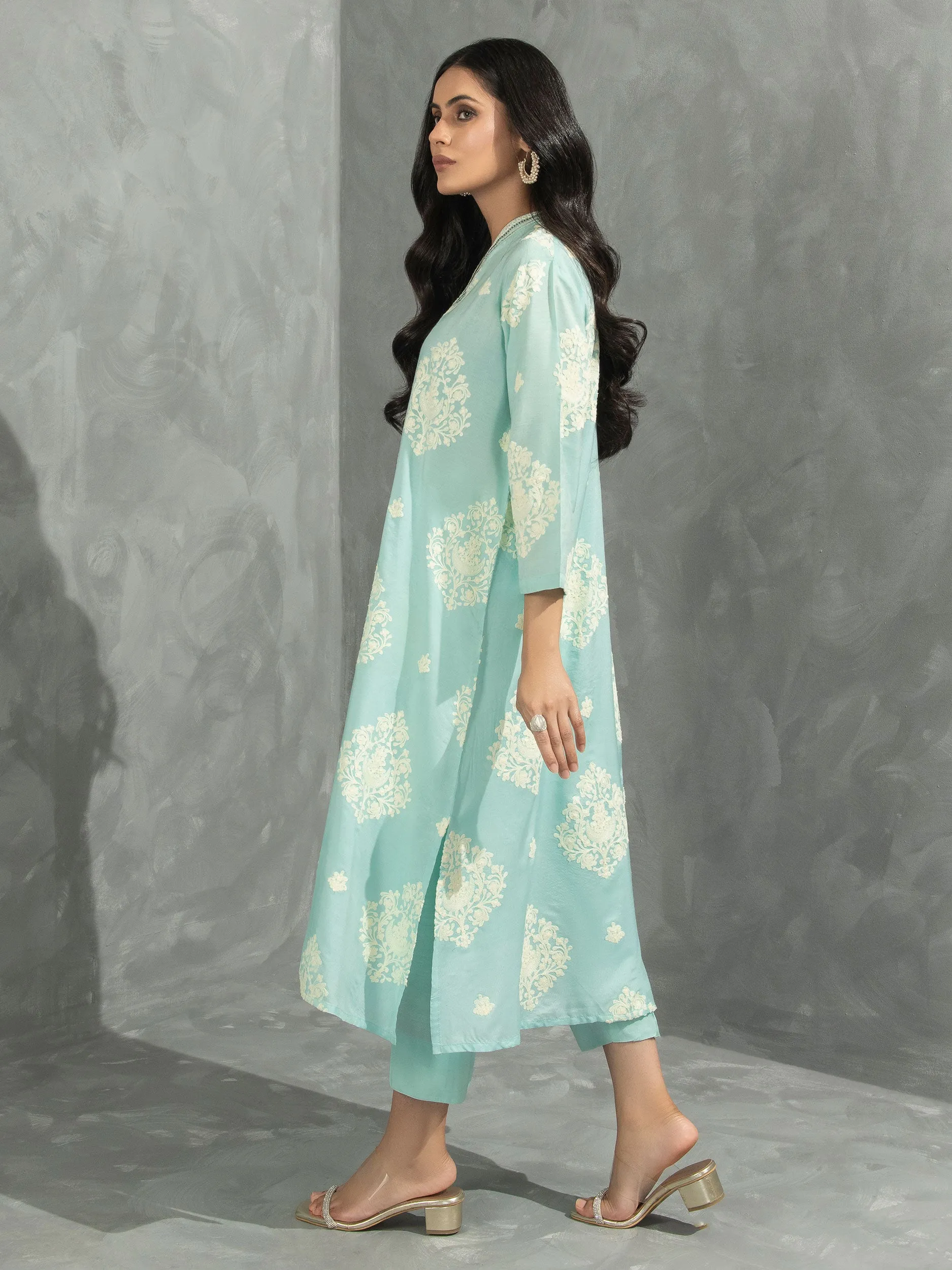 2 Piece Silk Suit-Embroidered (Pret)