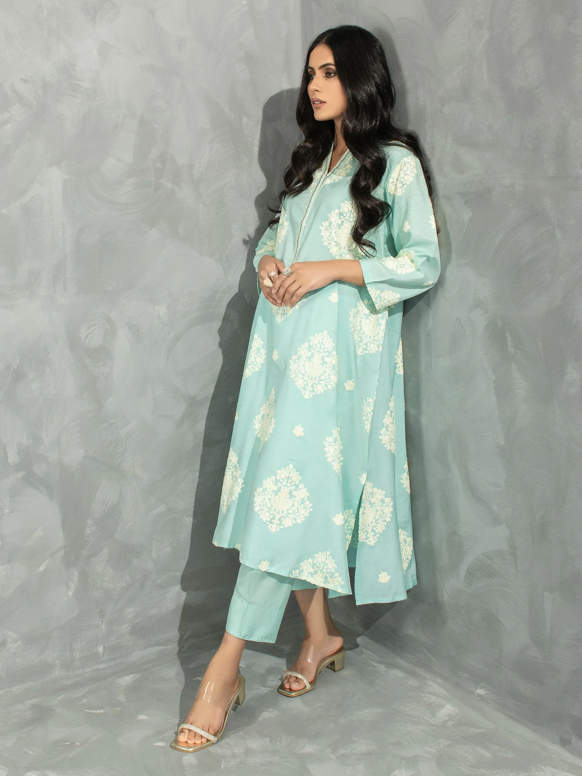 2 Piece Silk Suit-Embroidered (Pret)