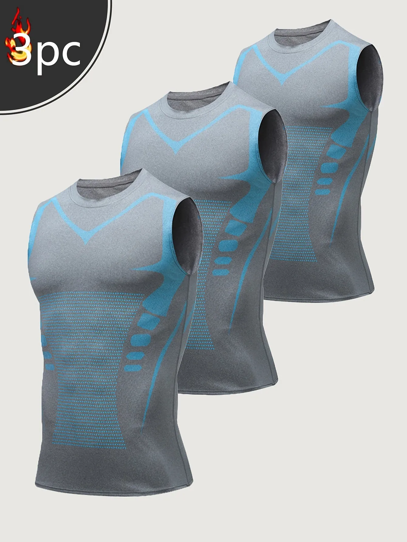 3pcs Mens Breathable Quick Dry Sports Compression Tank Tops