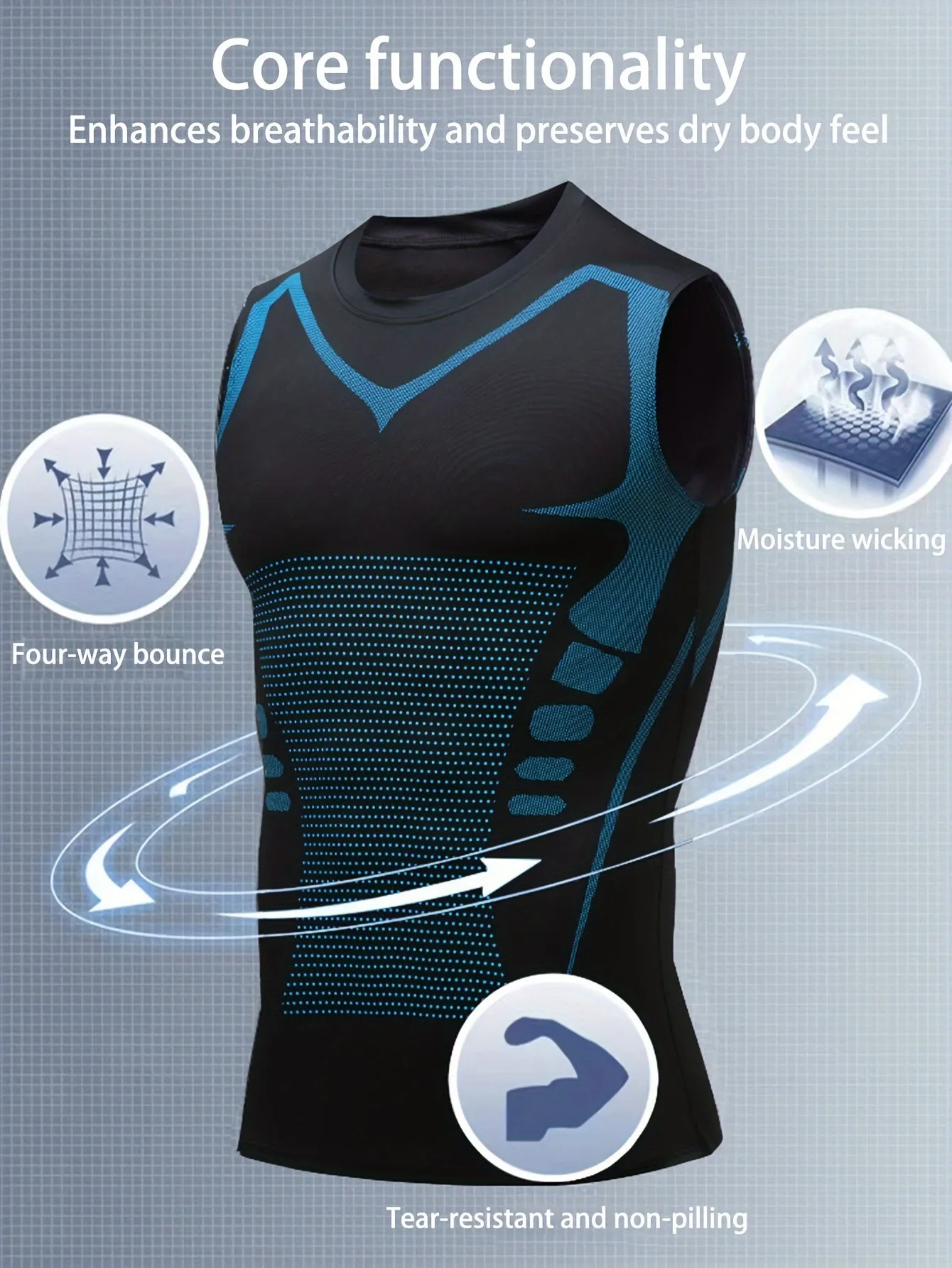 3pcs Mens Breathable Quick Dry Sports Compression Tank Tops