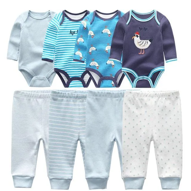 4pcs Baby Bodysuits 4pcs Baby Pants Newborn Clothes Sets 2021 Winter Cotton Suits girls boys Custome Roupa de bebe Clothing