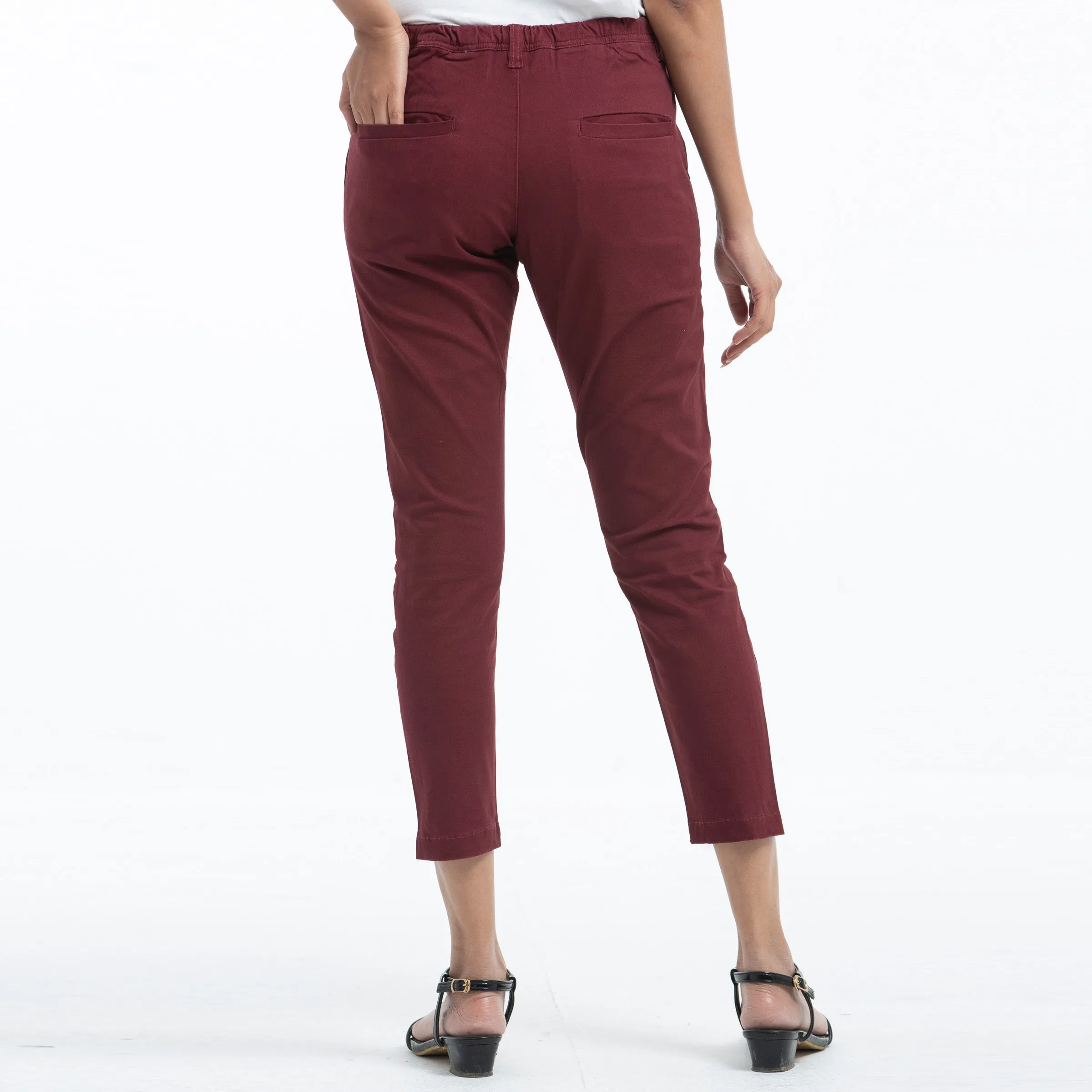 Adjustable Ladies Chinos - Maroon