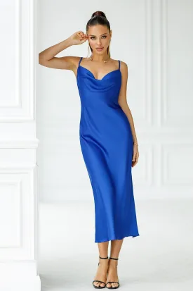 Alexa Blue Silk Slip Dress