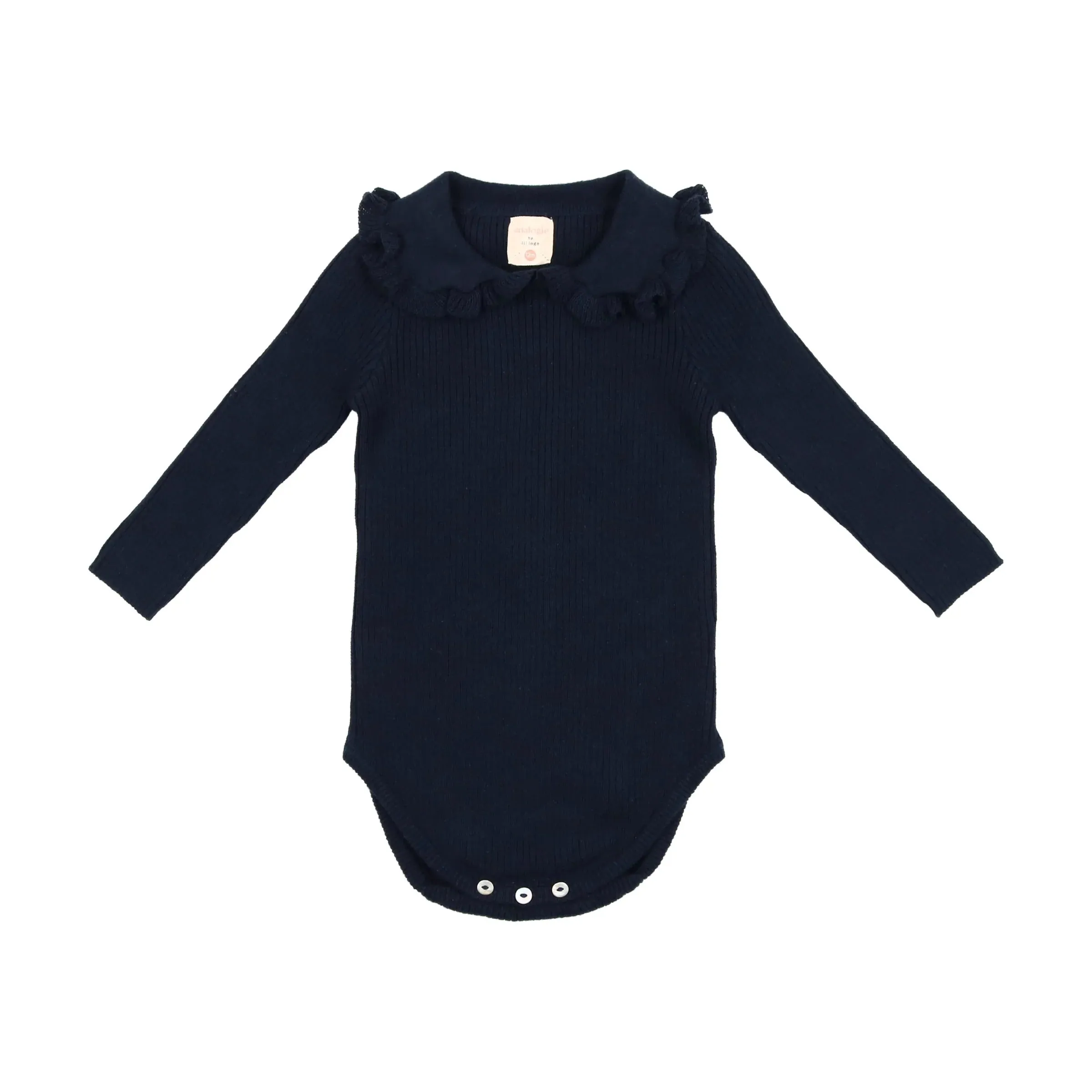 Analogie Ruffle Collar Knit Sweater Onesie - Navy