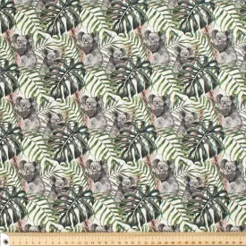 Australiana/Aboriginal Inspired Cotton Prints Design - Koala & Leaf on Ivory