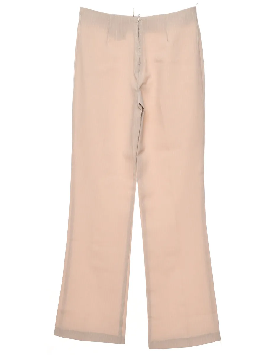 Beige Pinstriped Trousers - W26 L31