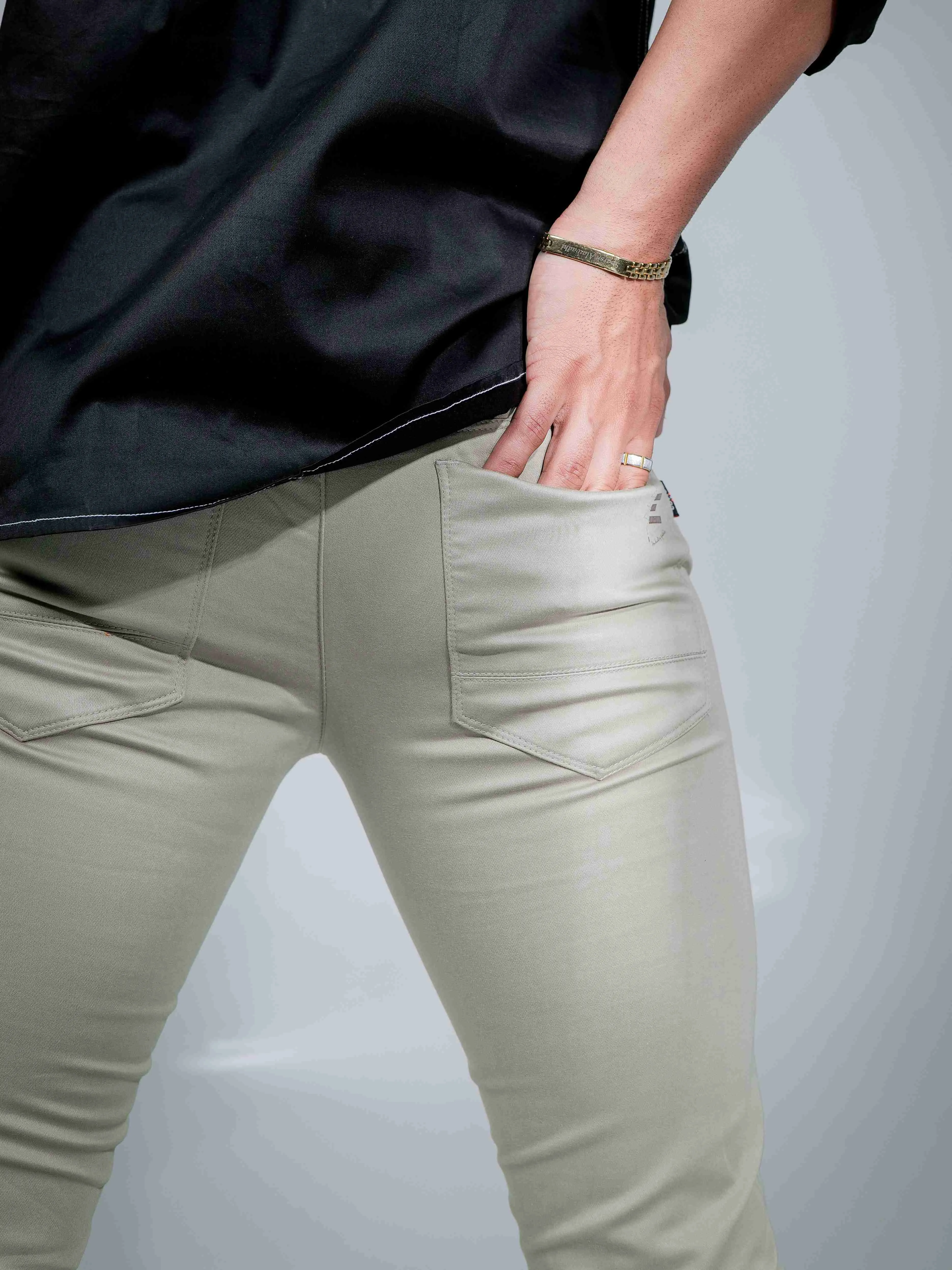 Beige Stretch Cotton Chinos