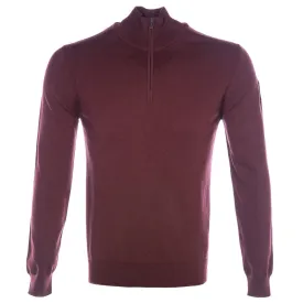 Belstaff Bay Half Zip Jumper in Burnished Red