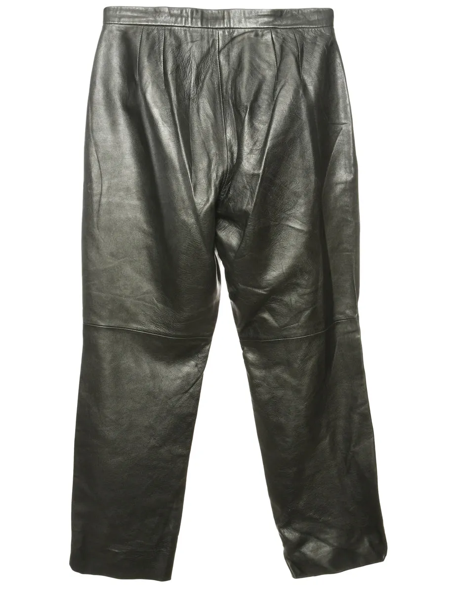 Black Leather Trousers - W32 L31