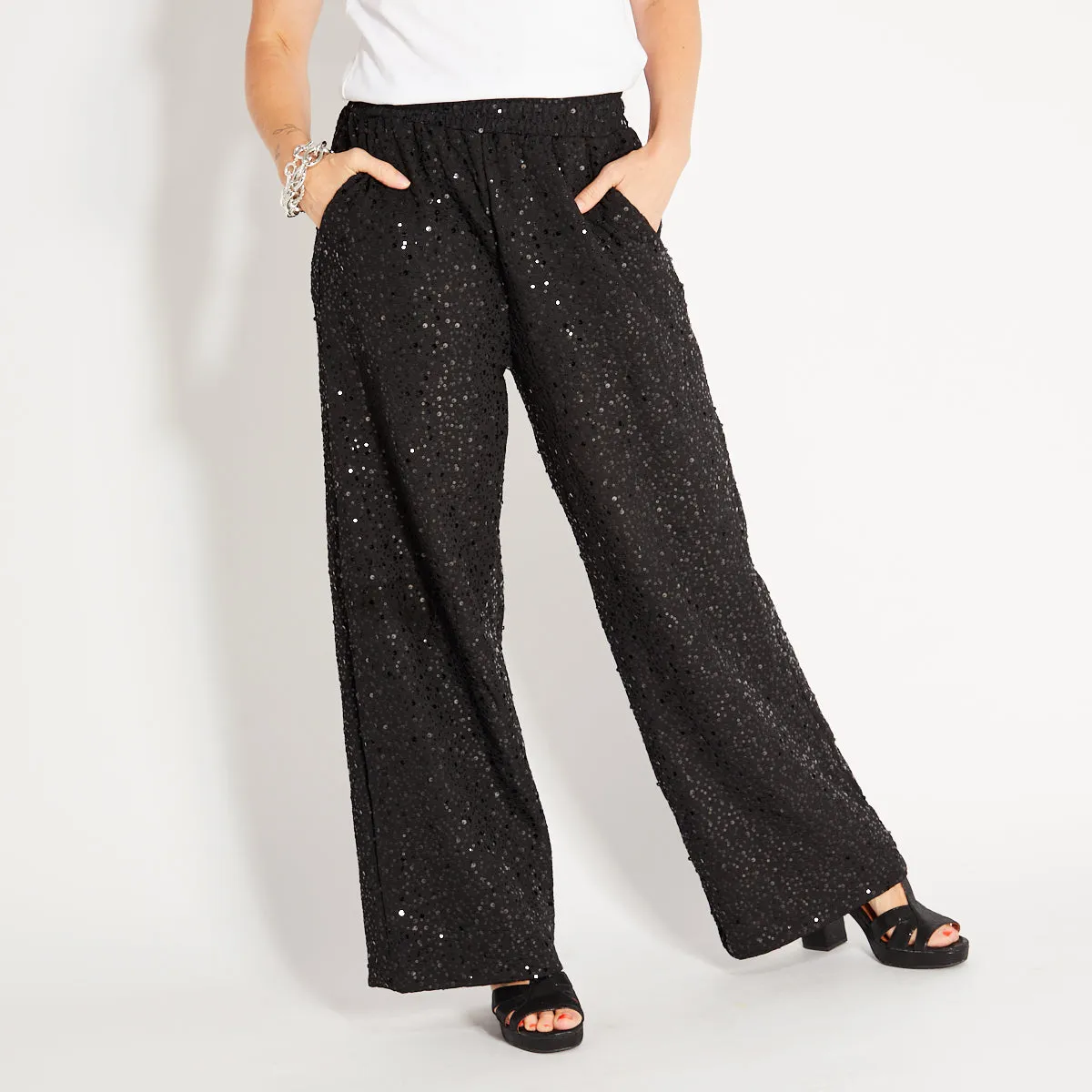 Black Sequin Trousers