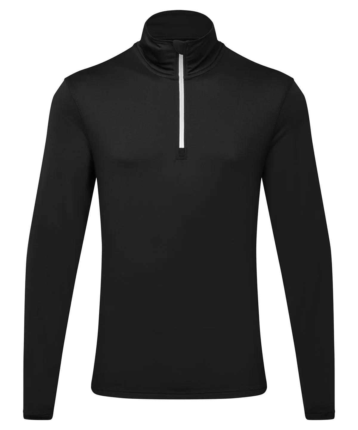 Black/White - TriDri® recycled long sleeve brushed back ¼ zip top