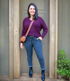 Blue Leopard Print Trousers