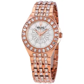 Bulova Phantom Rose Gold-tone Baguette Swarovski Crystal Ladies Watch 98L268