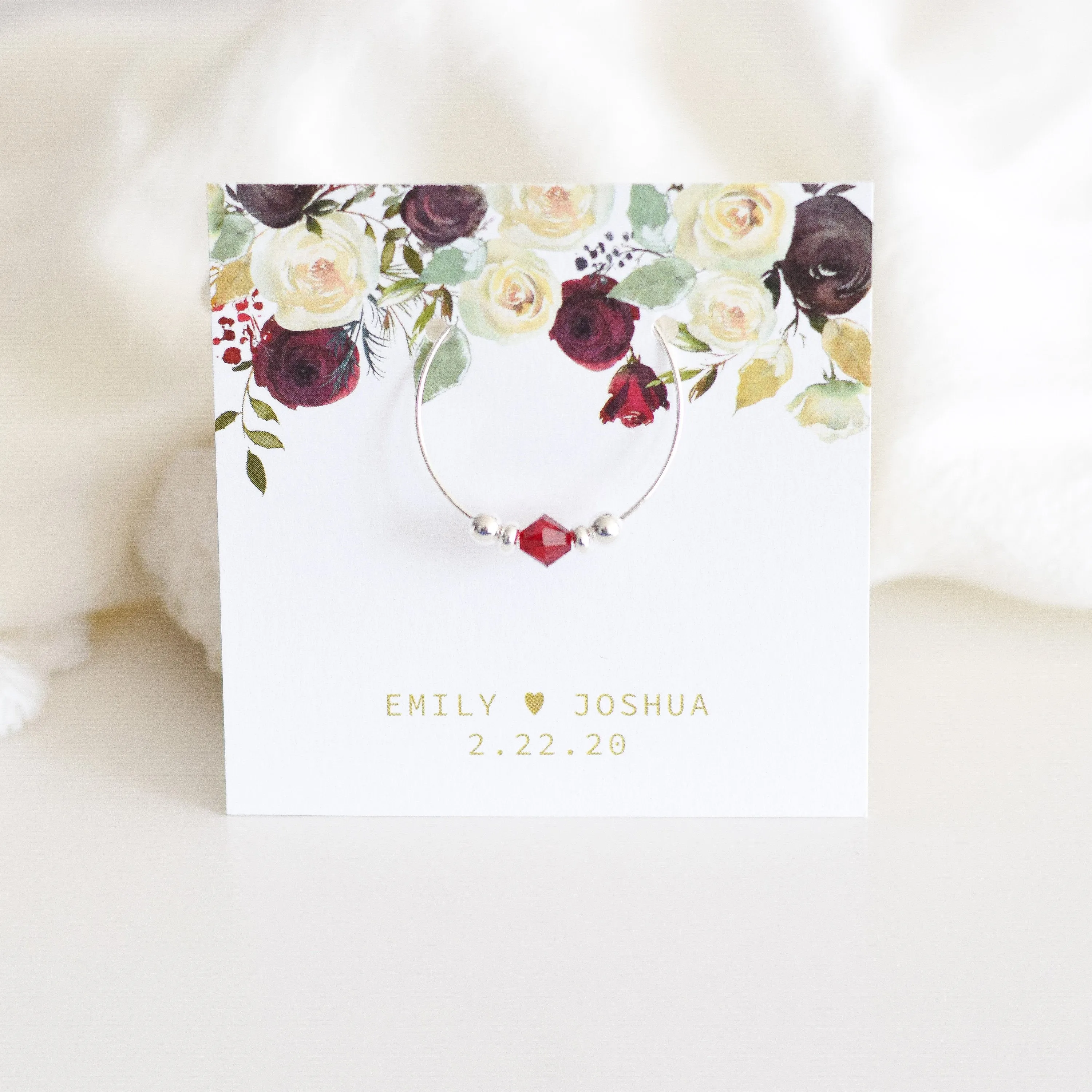 Burgundy Wedding Favors, Swarovski Crystal Wine Charms