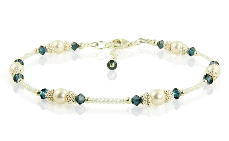 Classic - Something Blue Wedding Dark Sapphire Heart Anklet