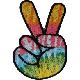 Colorful Peace Fingers Hand Sign Iron On Patch