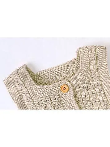 Cute Baby Solid Color Front Button Knitted Overall