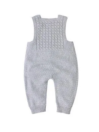 Cute Baby Solid Color Front Button Knitted Overall