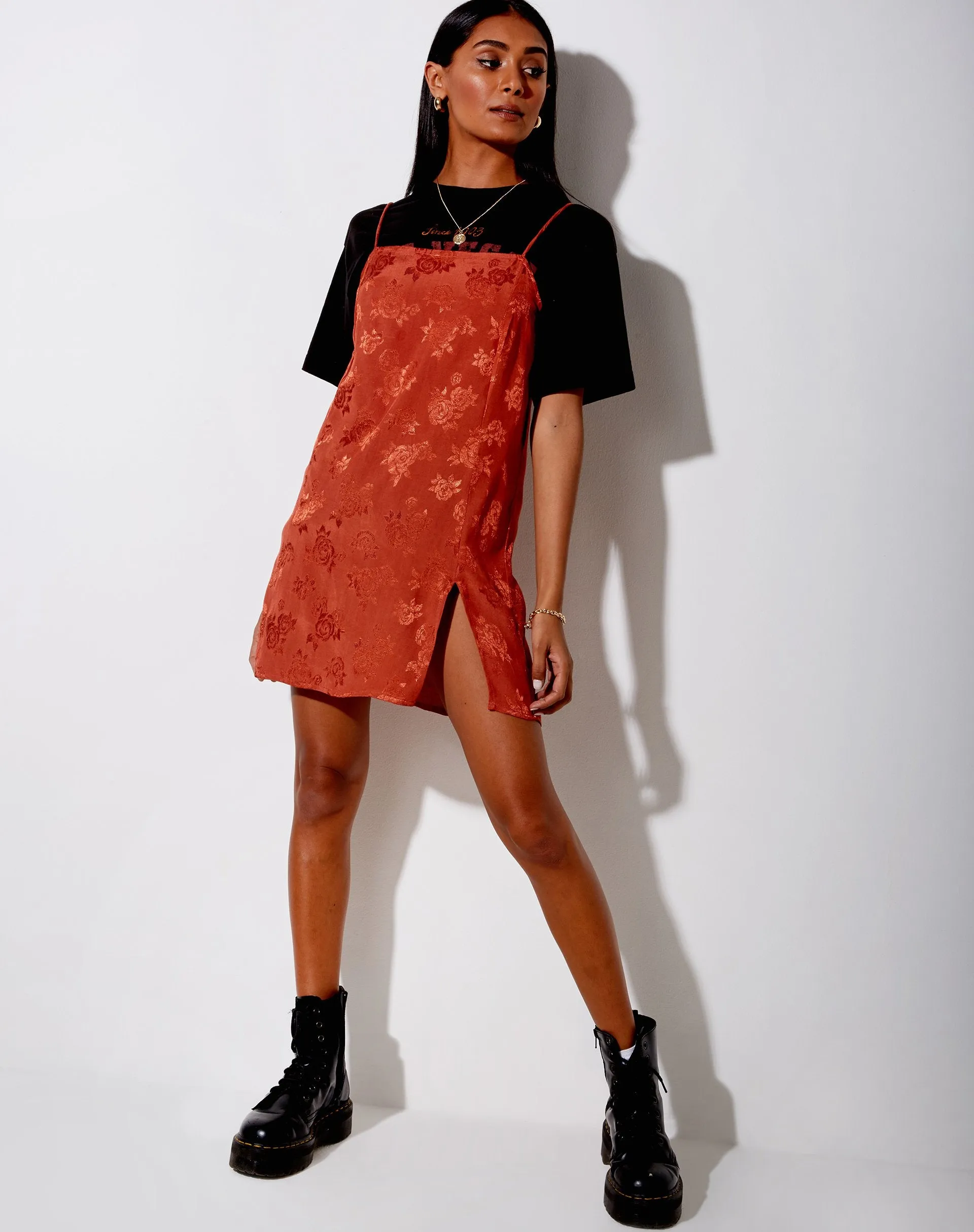 Datista Slip Dress in Satin Rose Copper