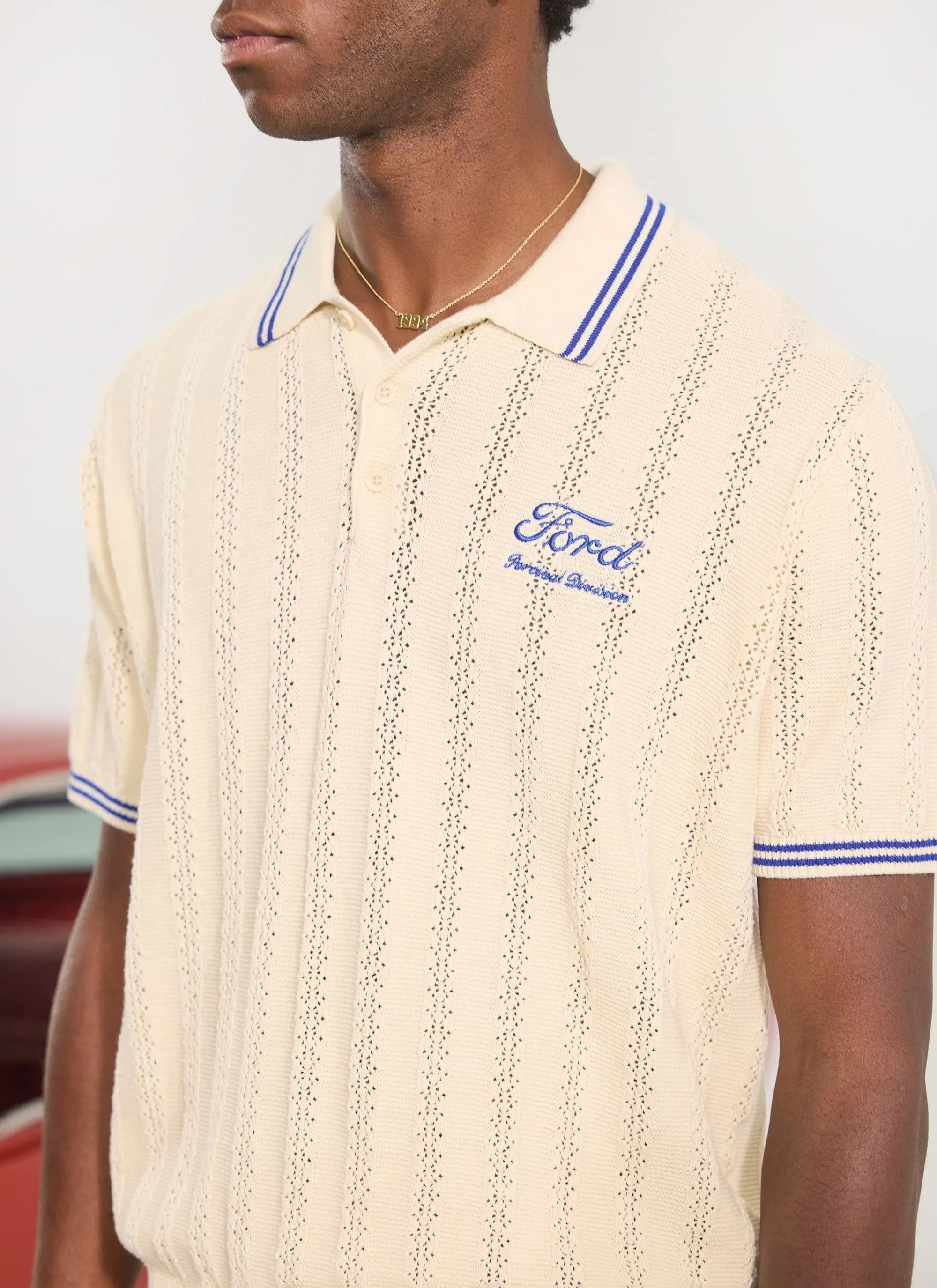 Dealership Knitted Polo | Percival x Ford | Ecru