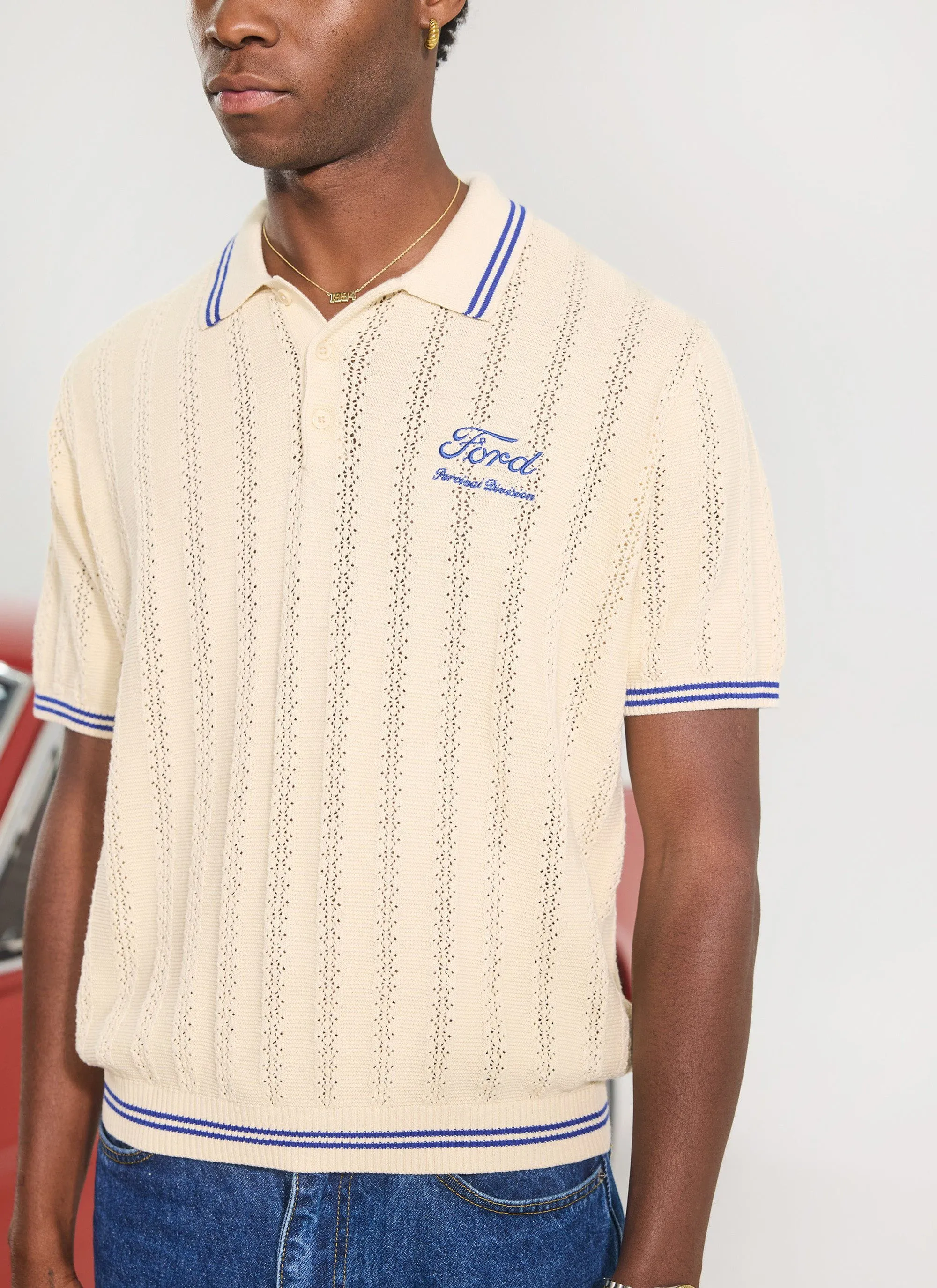 Dealership Knitted Polo | Percival x Ford | Ecru