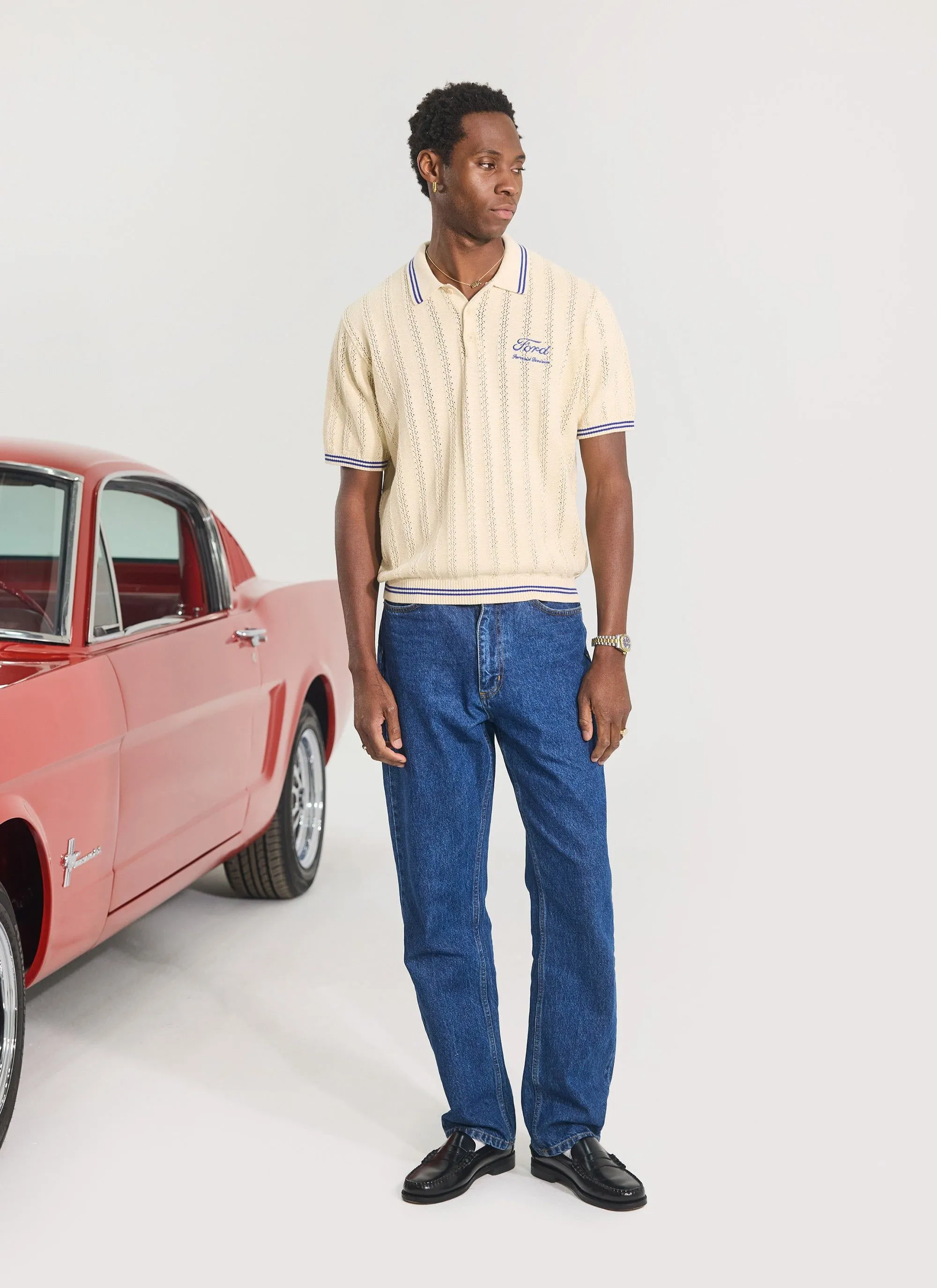 Dealership Knitted Polo | Percival x Ford | Ecru