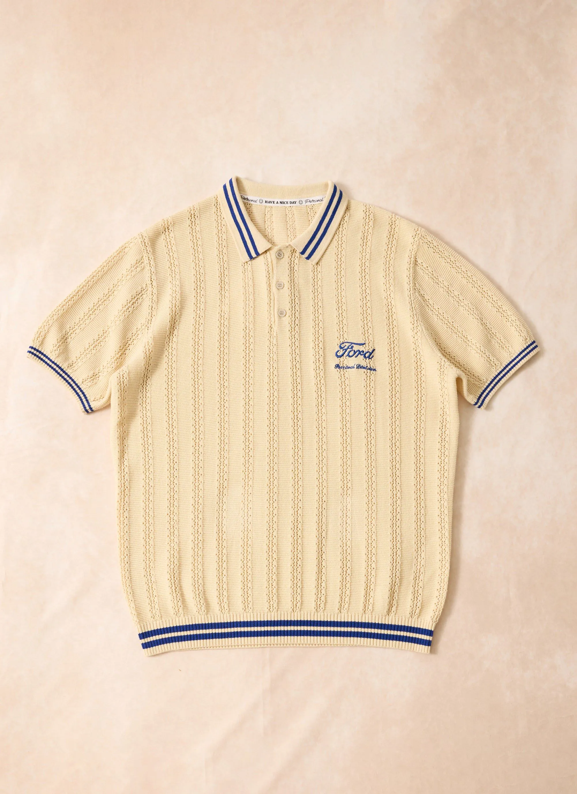 Dealership Knitted Polo | Percival x Ford | Ecru