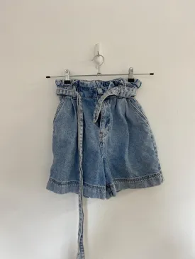 Denim Paperbag Shorts, H&M, Size 6 (Cotton)