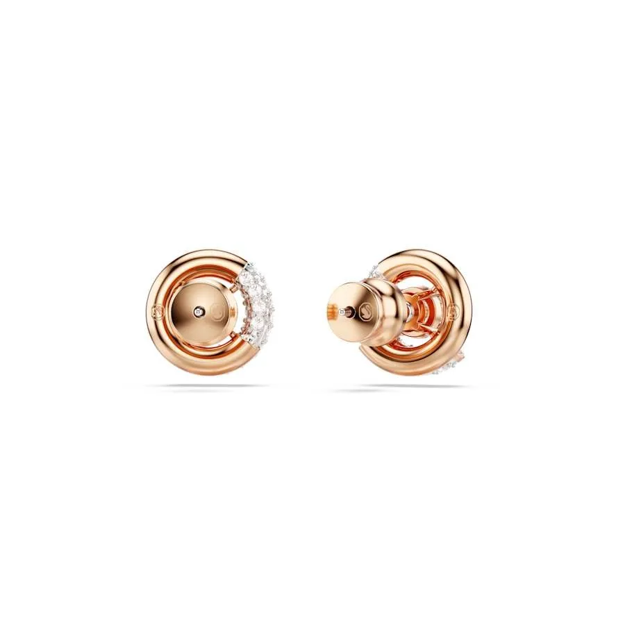 Dextera Rose Gold-Tone White Round Cut Stud Earrings 5692258