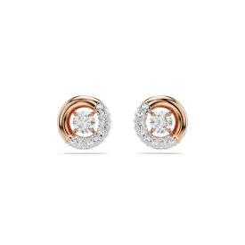 Dextera Rose Gold-Tone White Round Cut Stud Earrings 5692258