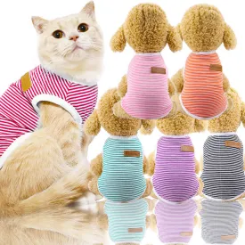 Dog Clothes Cat Clothes Pet Cotton Striped Vest Small Medium Large Dog Clothes