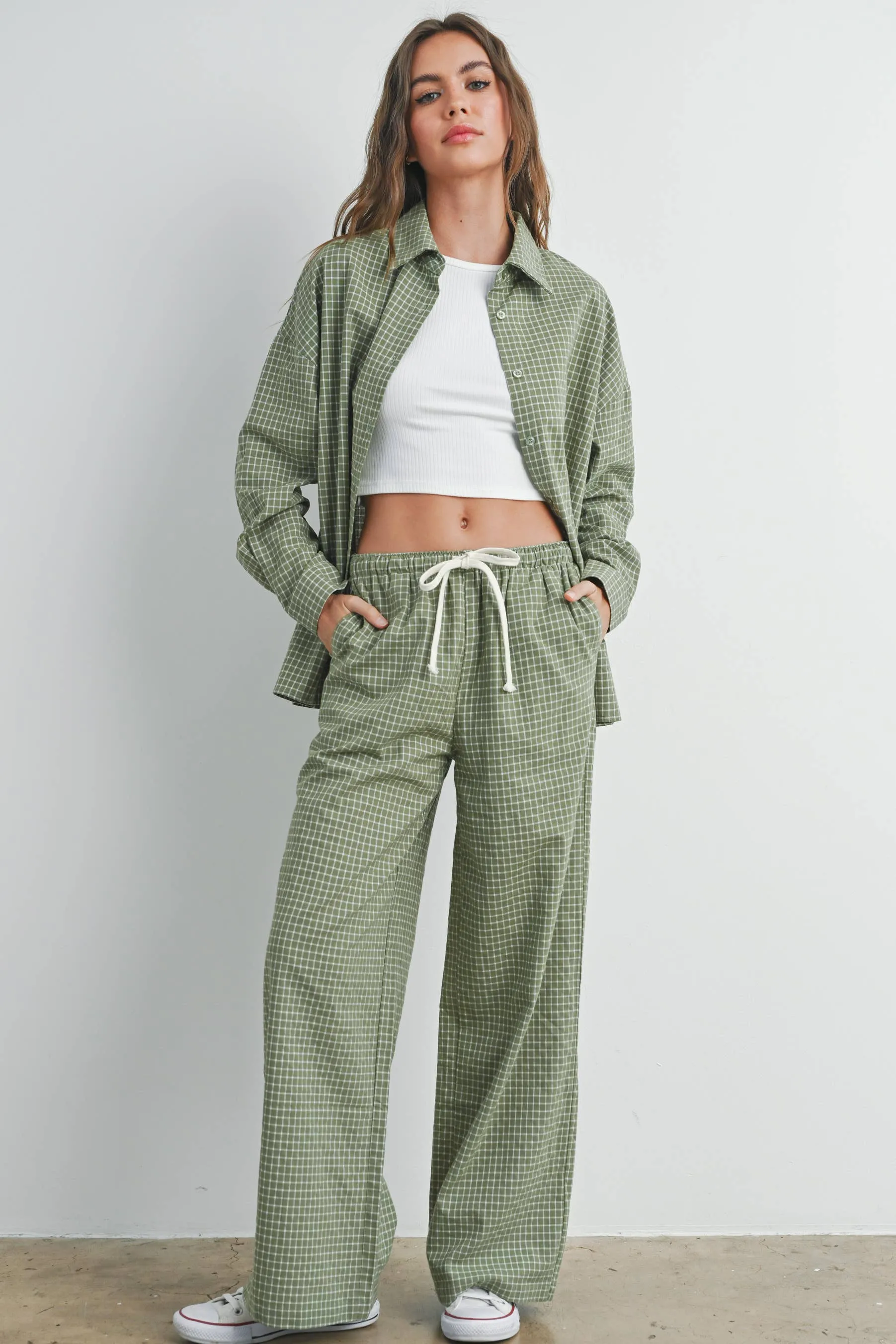 Drawstring Check Pants