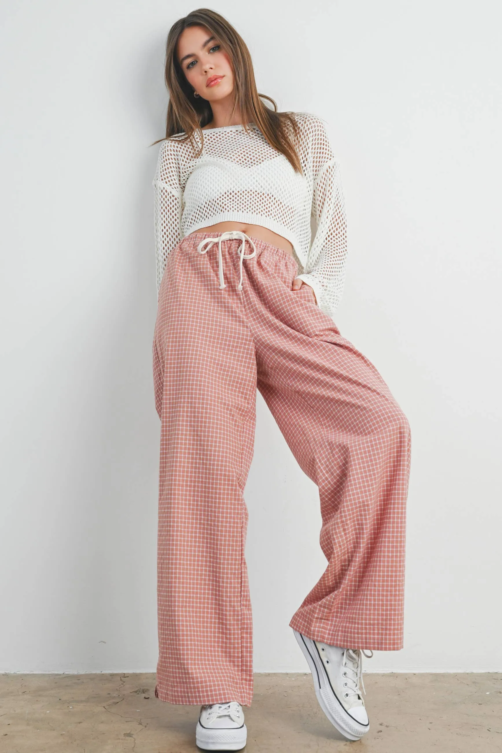 Drawstring Check Pants