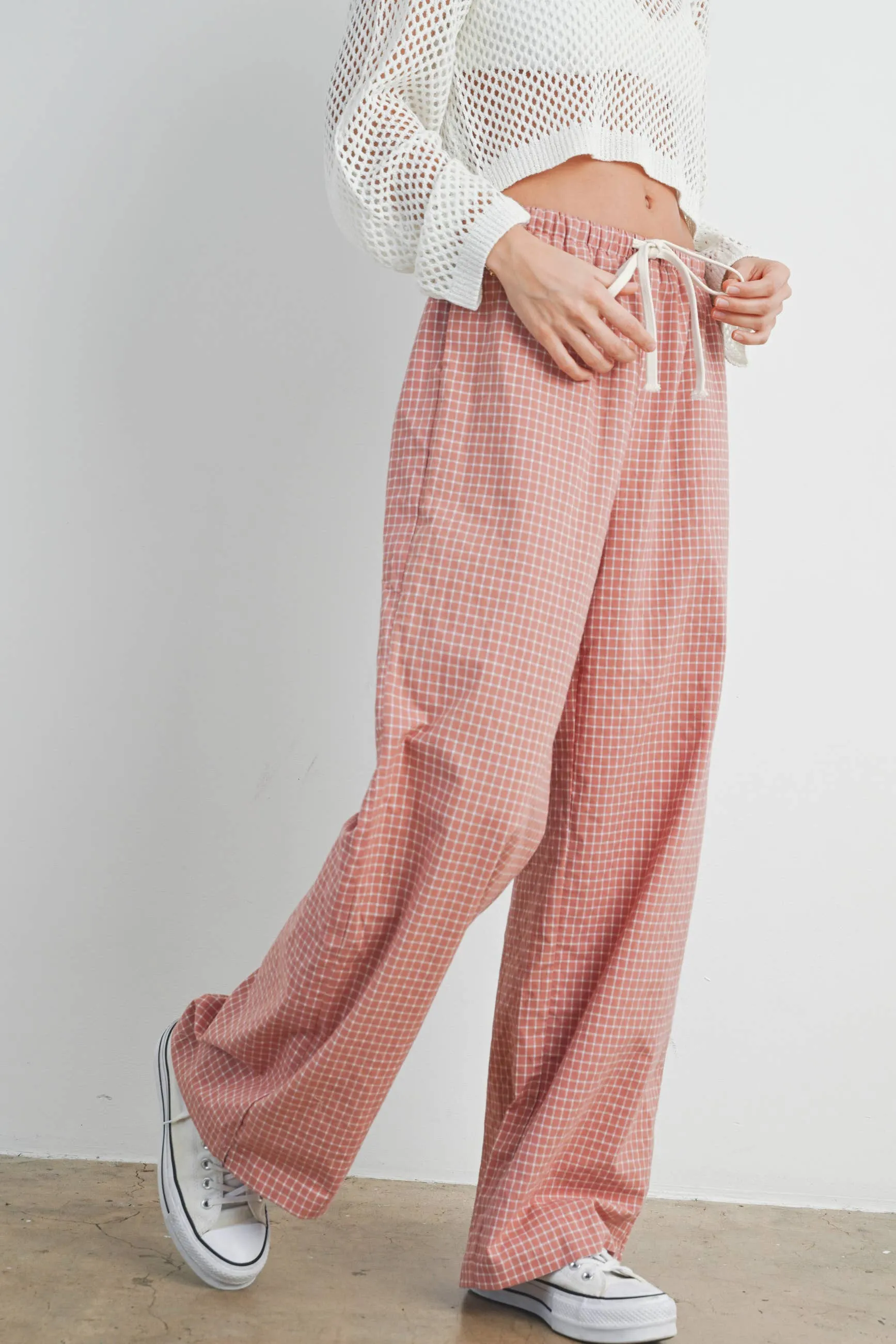 Drawstring Check Pants