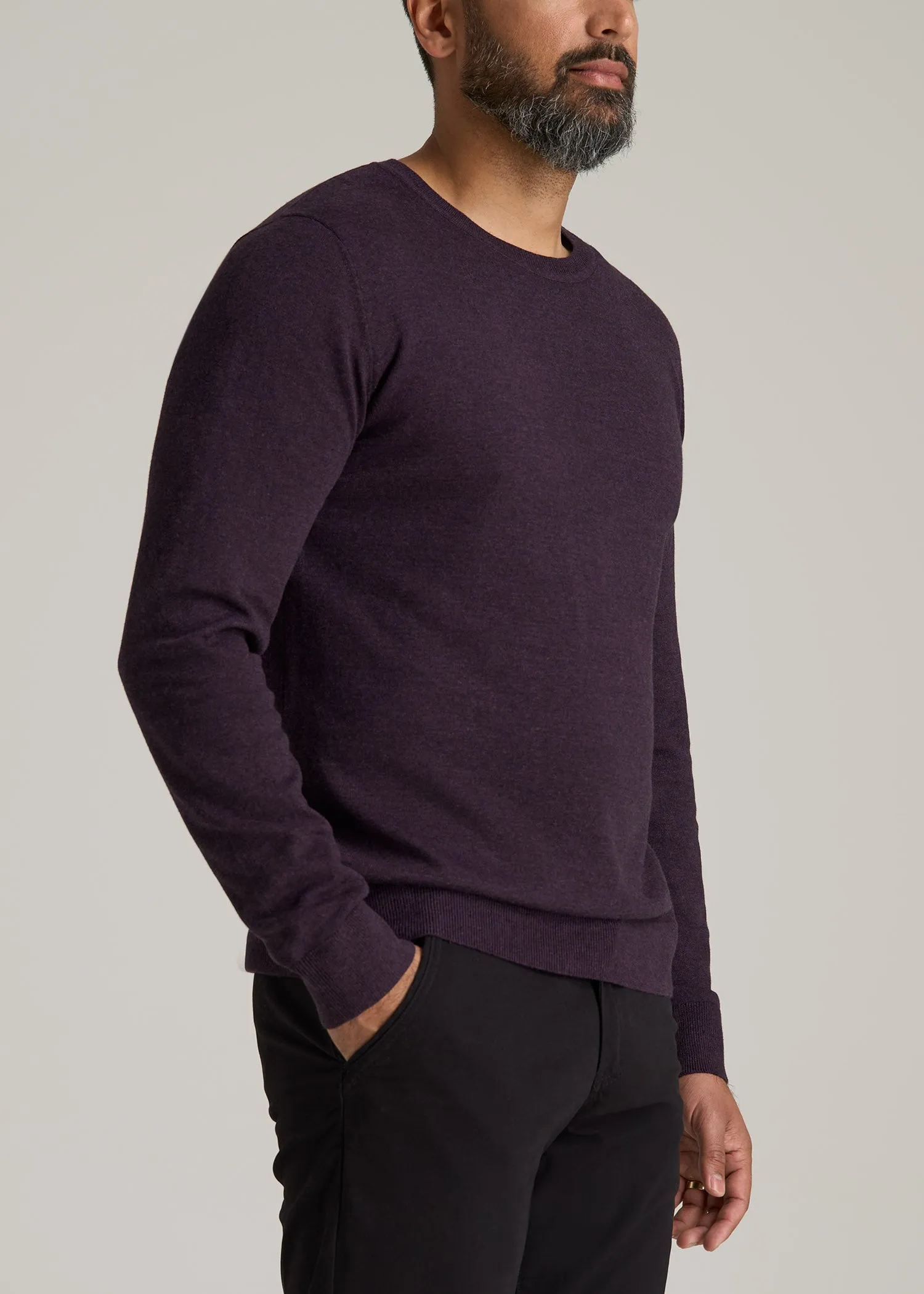 Everyday Crewneck Tall Men's Sweater in Midnight Plum