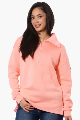 Fahrenheit Basic 1/4 Zip Pullover Sweater - Pink