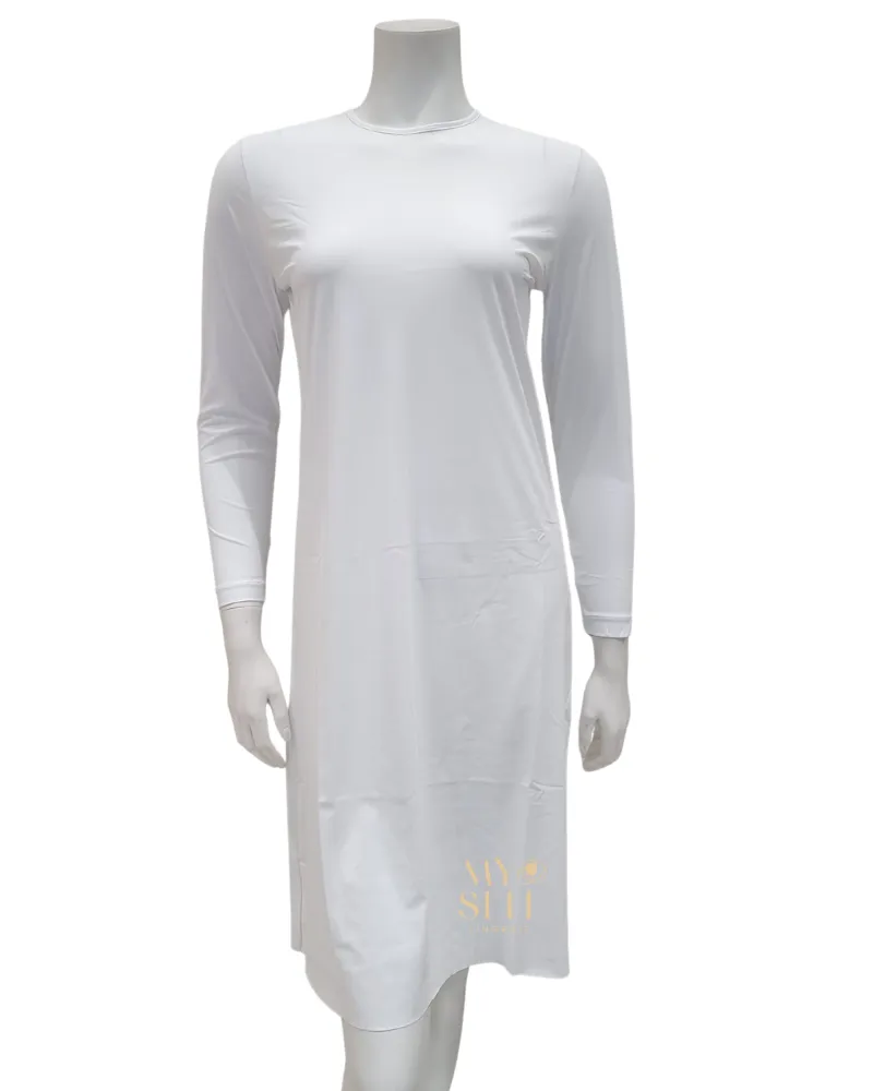 FK340 39" White Long Sleeve Seamless Shell Dress