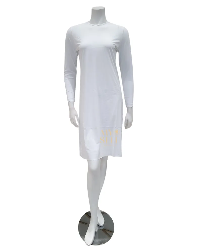 FK340 39" White Long Sleeve Seamless Shell Dress