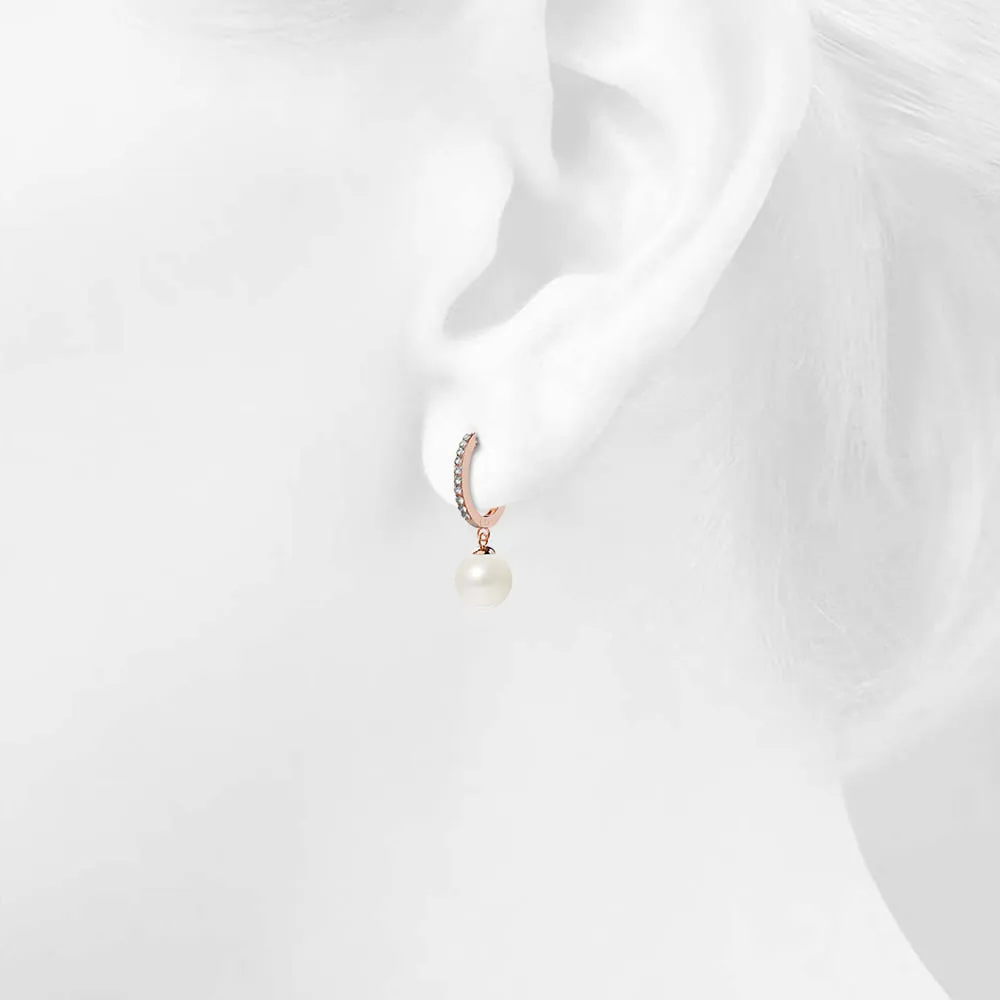 Flawless Pearl Drop Hoop Earrings Embellished With SWAROVSKI Crystal