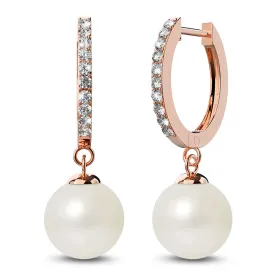 Flawless Pearl Drop Hoop Earrings Embellished With SWAROVSKI Crystal