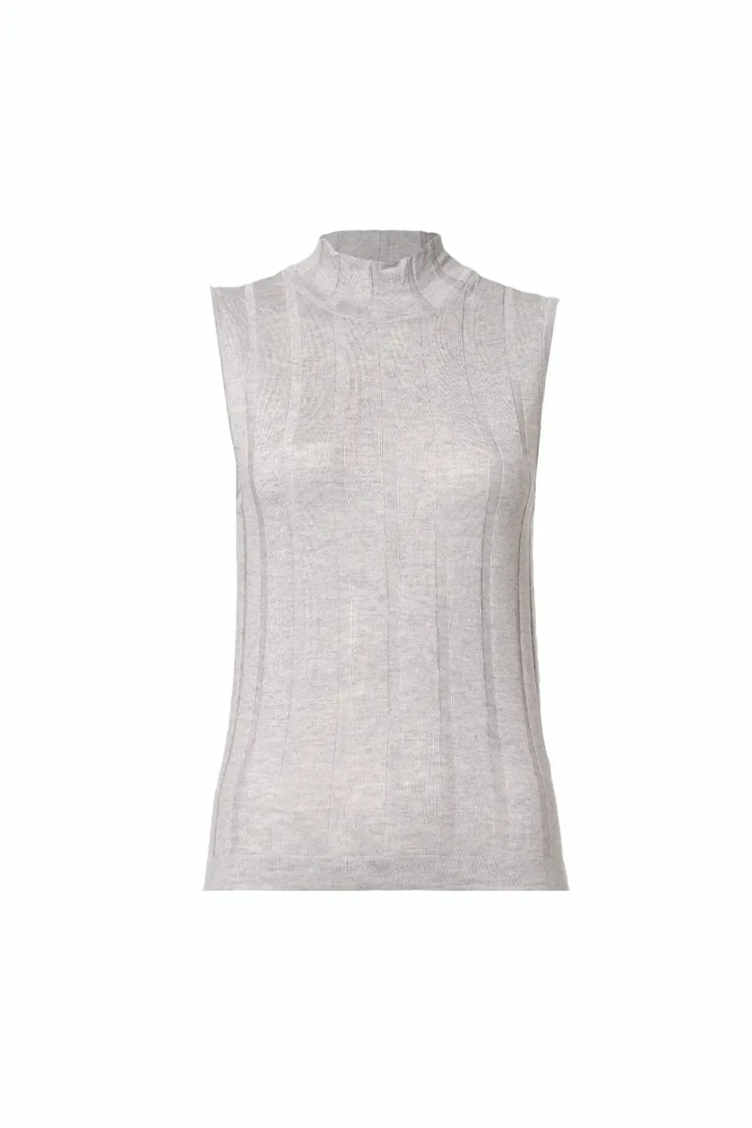 Gray Silk and Cashmere Aleyna Sleeveless Women's Knitwear