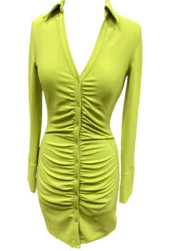 Green Dress Casual Midi H&m, Size Xs