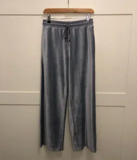 Grey Velour Wide Leg Joggers