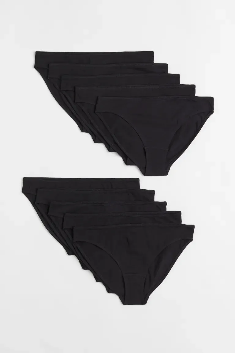 H&M 10-pack cotton bikini briefs, black