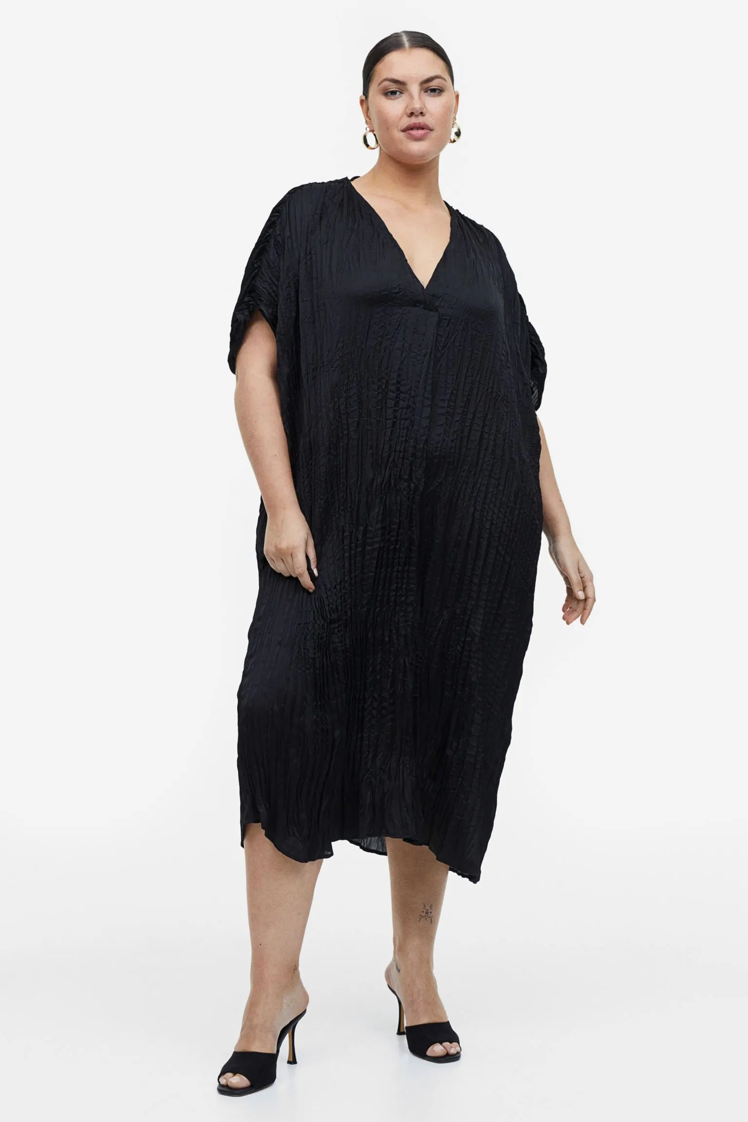 H&M Pleated tunic dress, black