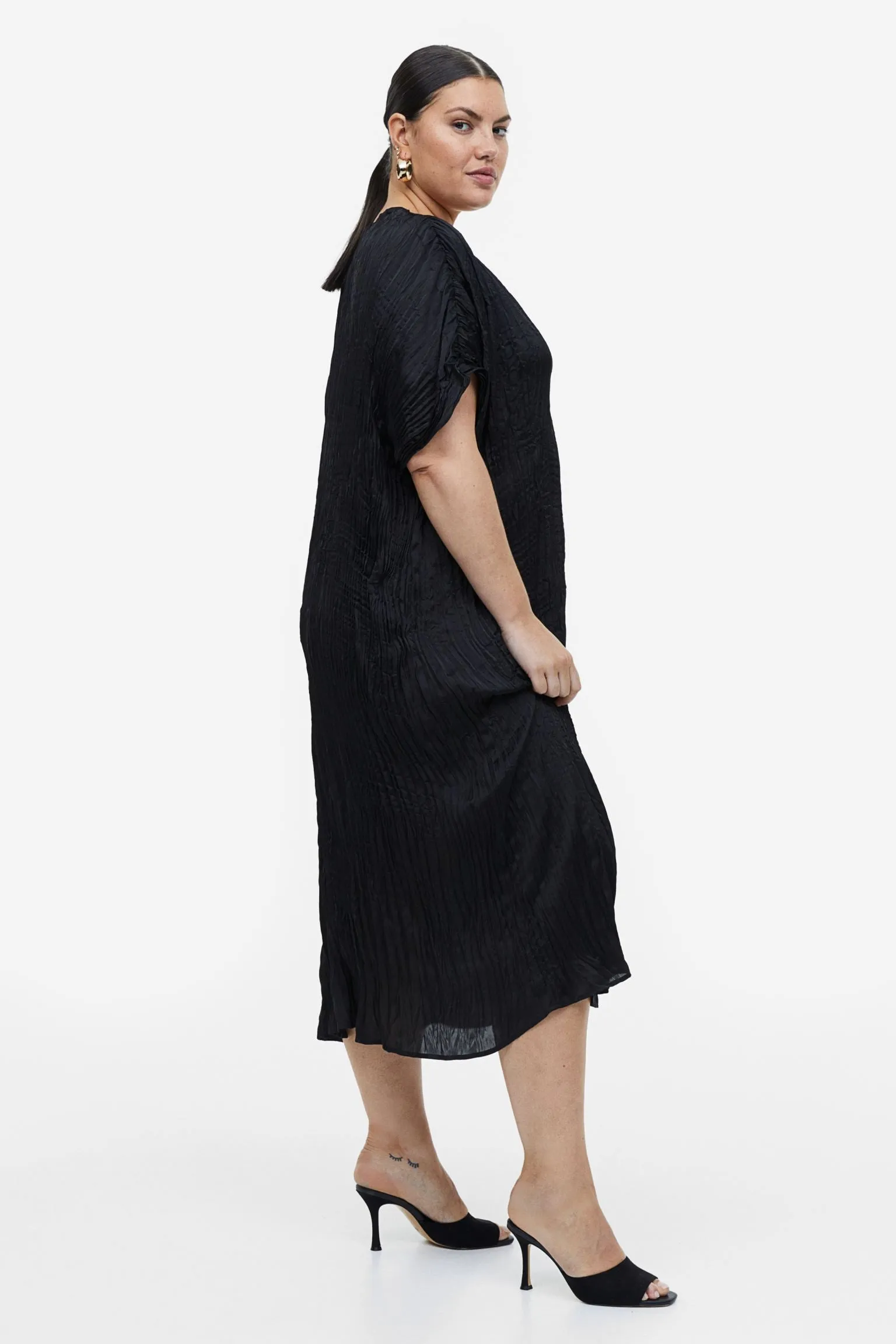 H&M Pleated tunic dress, black