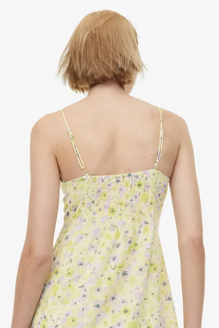 H&M V-neck dress, light yellow/floral