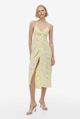 H&M V-neck dress, light yellow/floral