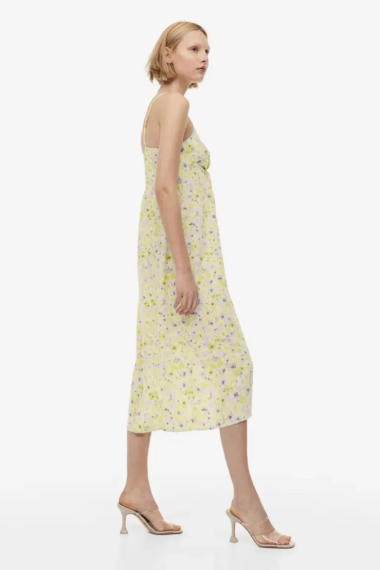 H&M V-neck dress, light yellow/floral